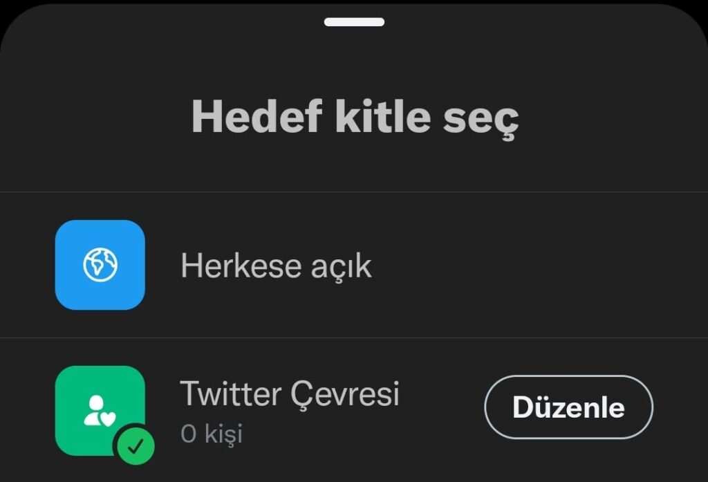 Twitter Çevresi, hedef kitle seç