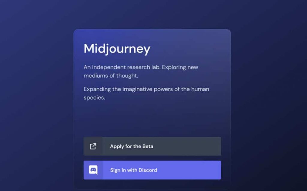 Midjourney giriş ekranı